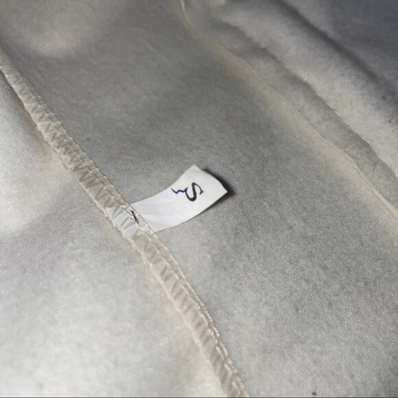 Cream/Vanilla colored jacket pleather draped open front asymmetrical zip SZ Sm - Picture 7 of 13